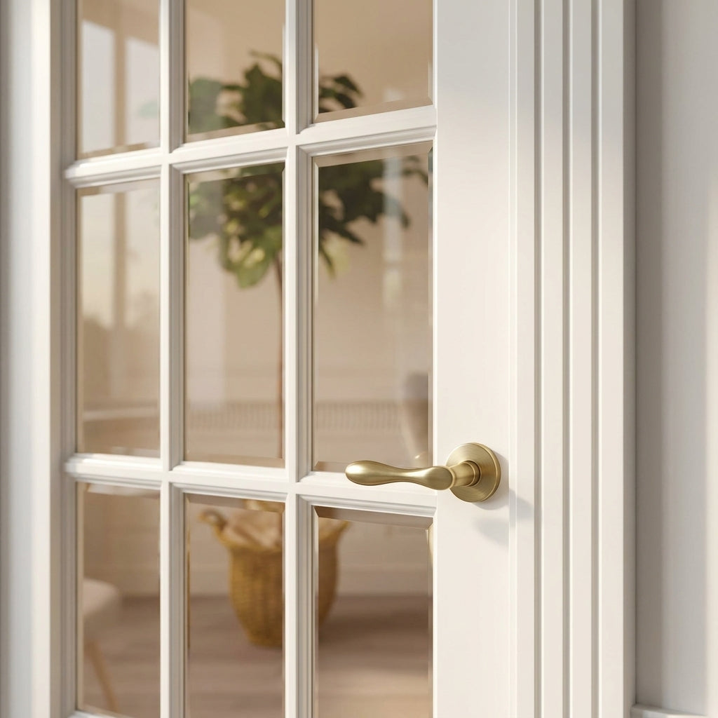 Internal White Primed Door with 15 Light Clear Glass, Solid Core - detail view