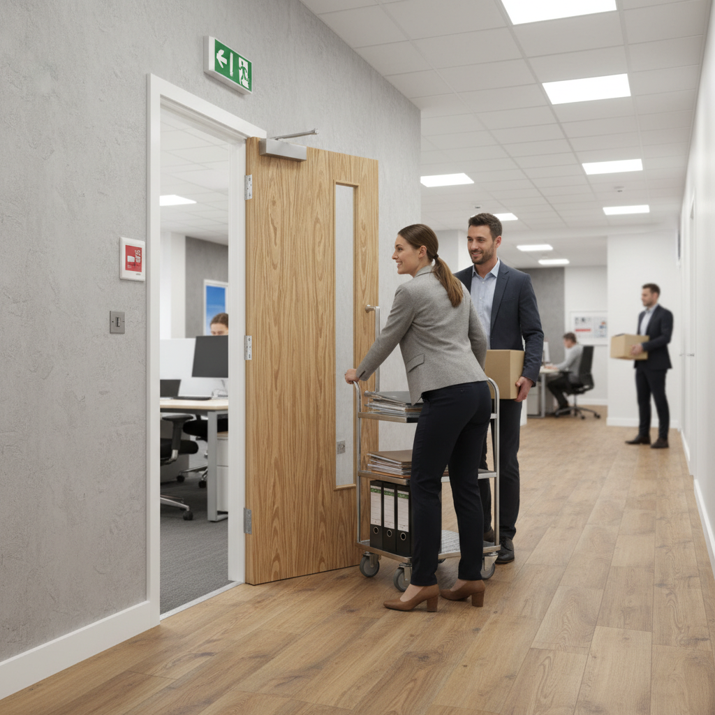 Premium Flush Oak 20G Fire Rated Door with Clear Glazing and Solid Core for Safety and Style