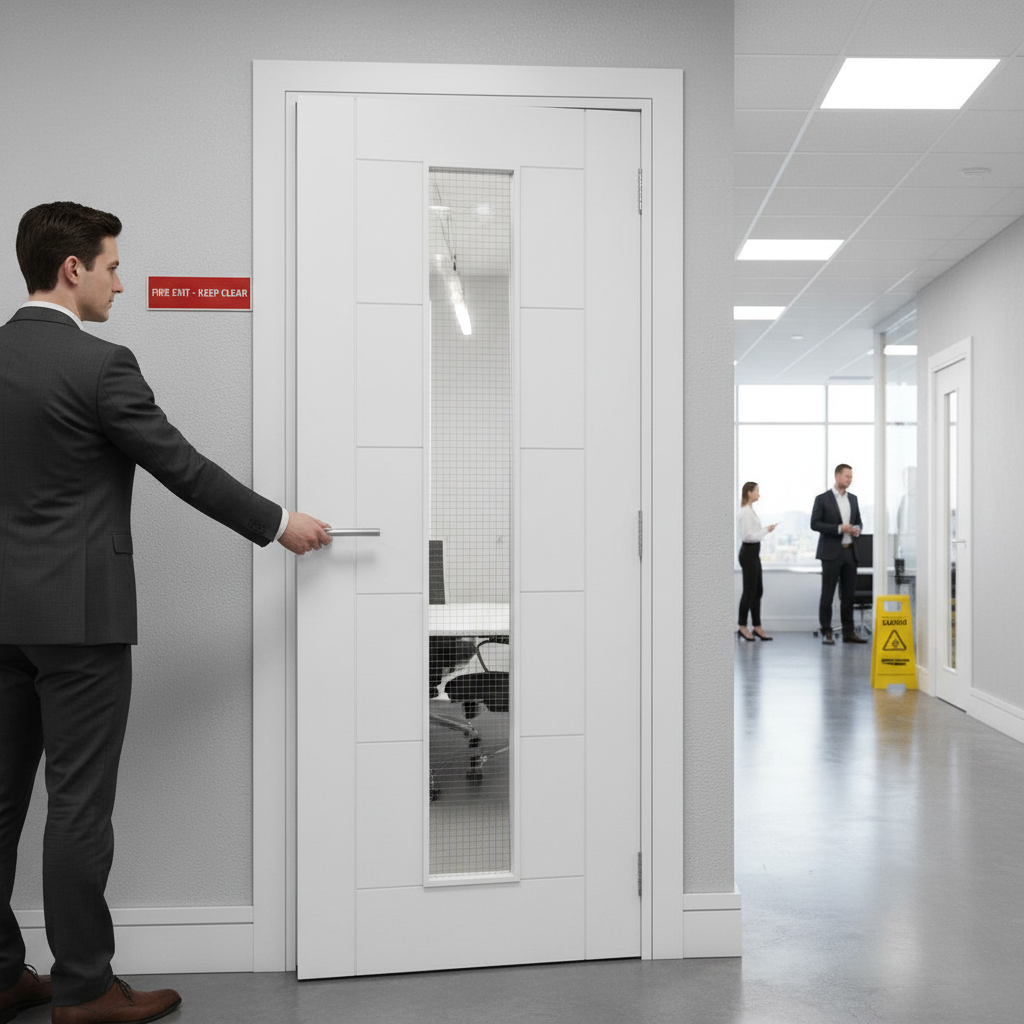 Premium White Glazed Fire Door - 30 Minutes Fire Rated with Clear Fire Glass and Solid Core for Extra Strength and Stability