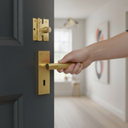 Linear Lever on Backplate Sashlock Handle Set - Elegant Satin Brass Finish for Modern Interiors - Image 2