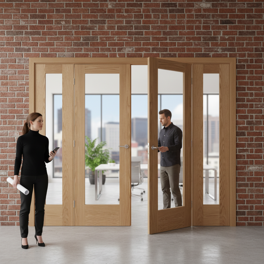 Premium Clear Glazed French Doors with Demi Panels - Customizable Room Dividers Available in Multiple Sizes