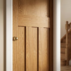 Internal Oak Door Unfinished 1930's 4 Panel Design Solid Engineered Core - detail view