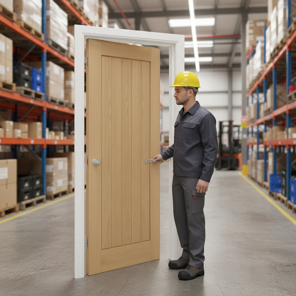 Premium Internal Fully Finished FD30 Fire Door with Real Oak Veneer and Solid Core for Enhanced Safety and Aesthetics