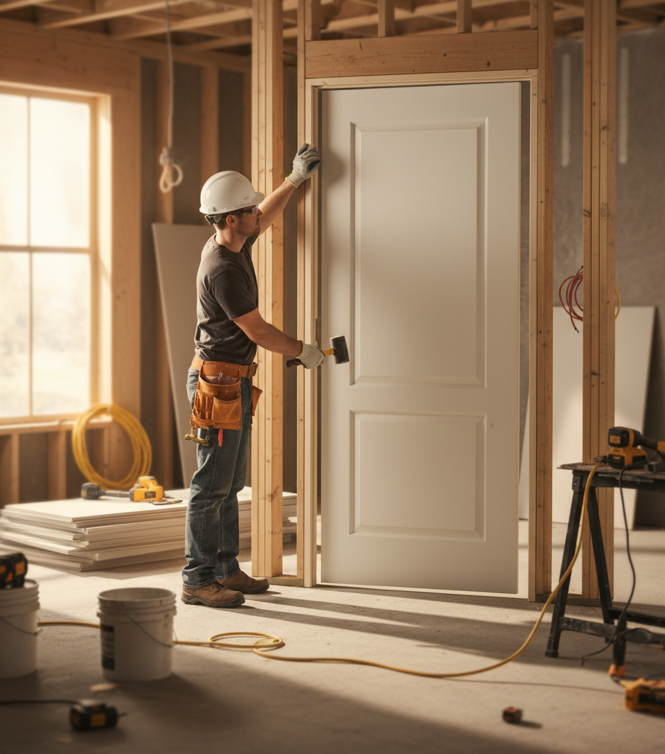 Premium White Moulded 2 Panel Fire Door - Solid Core, FSC Certified, Versatile Design for Modern and Traditional Homes