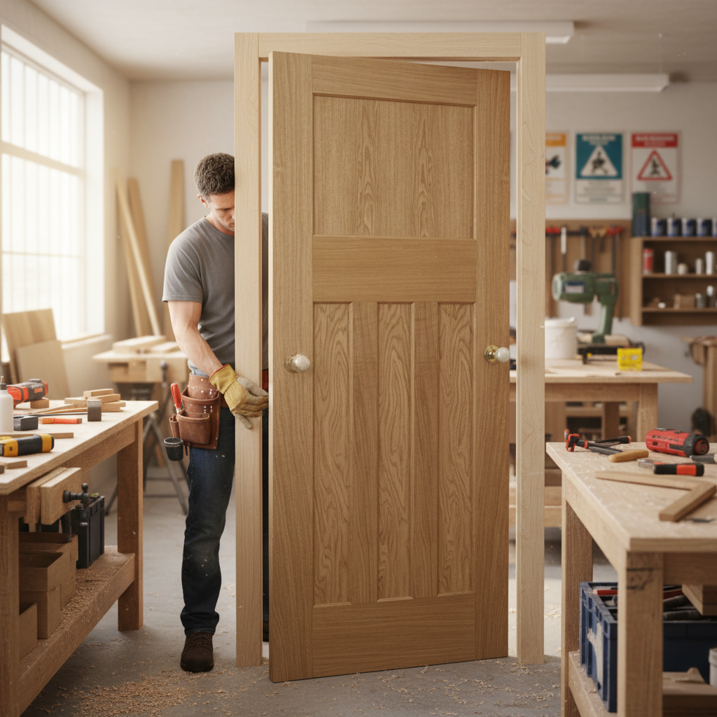 Premium 1930s-Style 4 Panel Internal Door with Fire Rating and Oak Veneer Finish