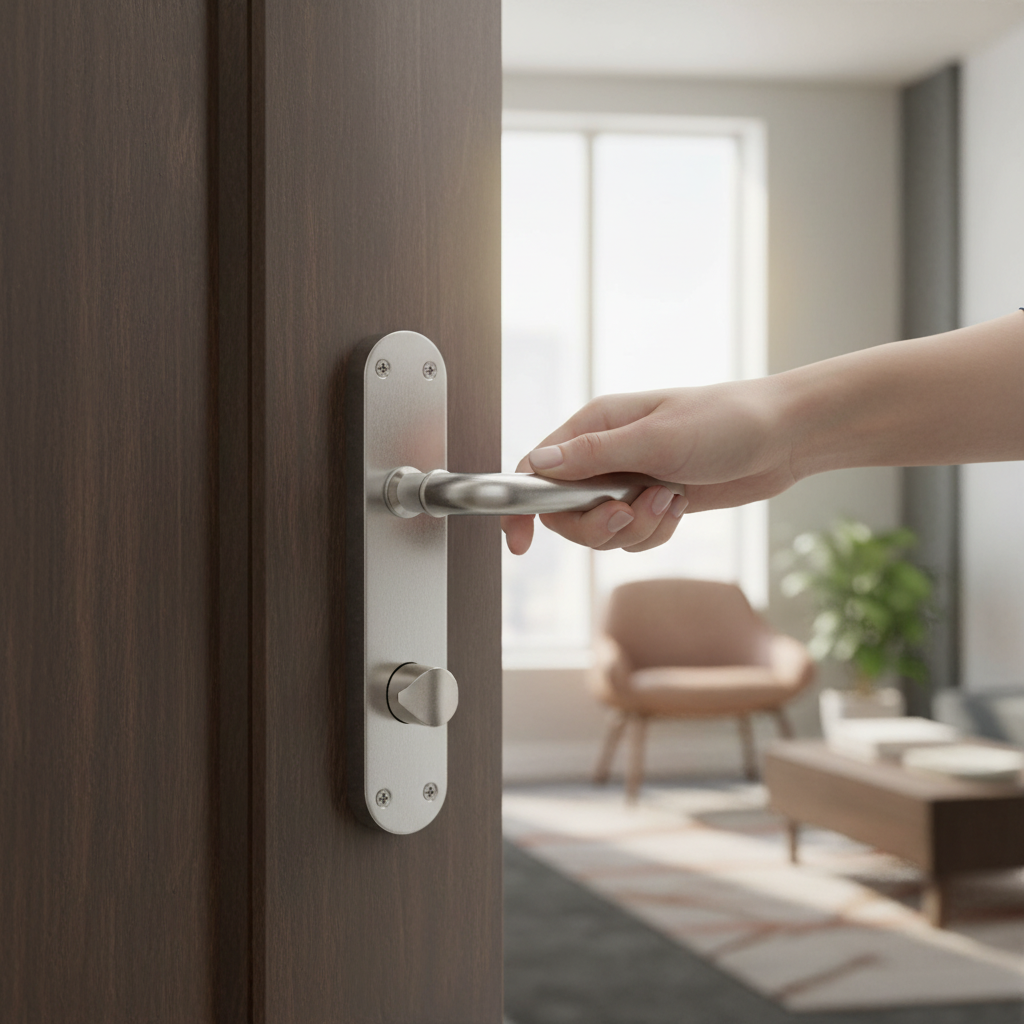 Premium Lever on Backplate Door Handle Set with Polished Chrome Finish and Stainless Steel Latch for Modern Elegance - Image 2