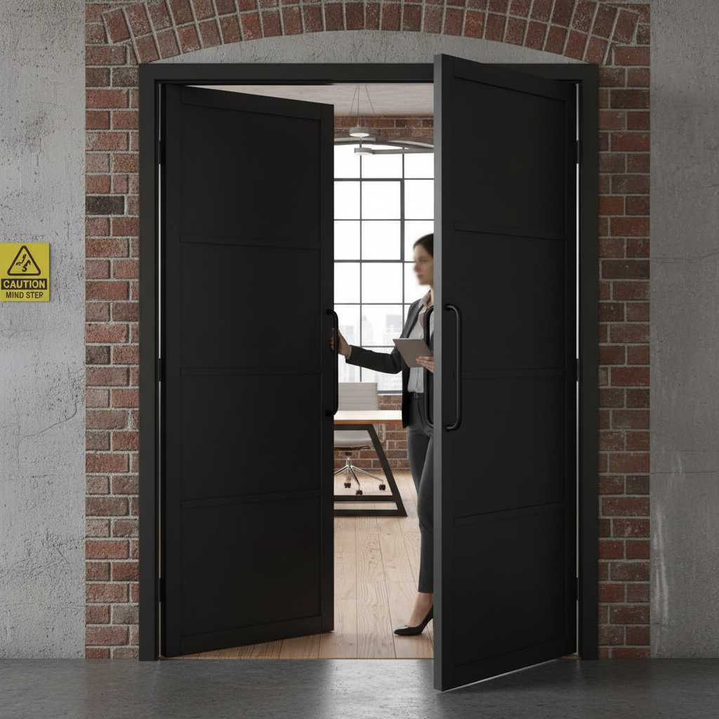 Premium Custom Made Industrial Style Door Pair with High-End Black Finish and Durable Hardware Options