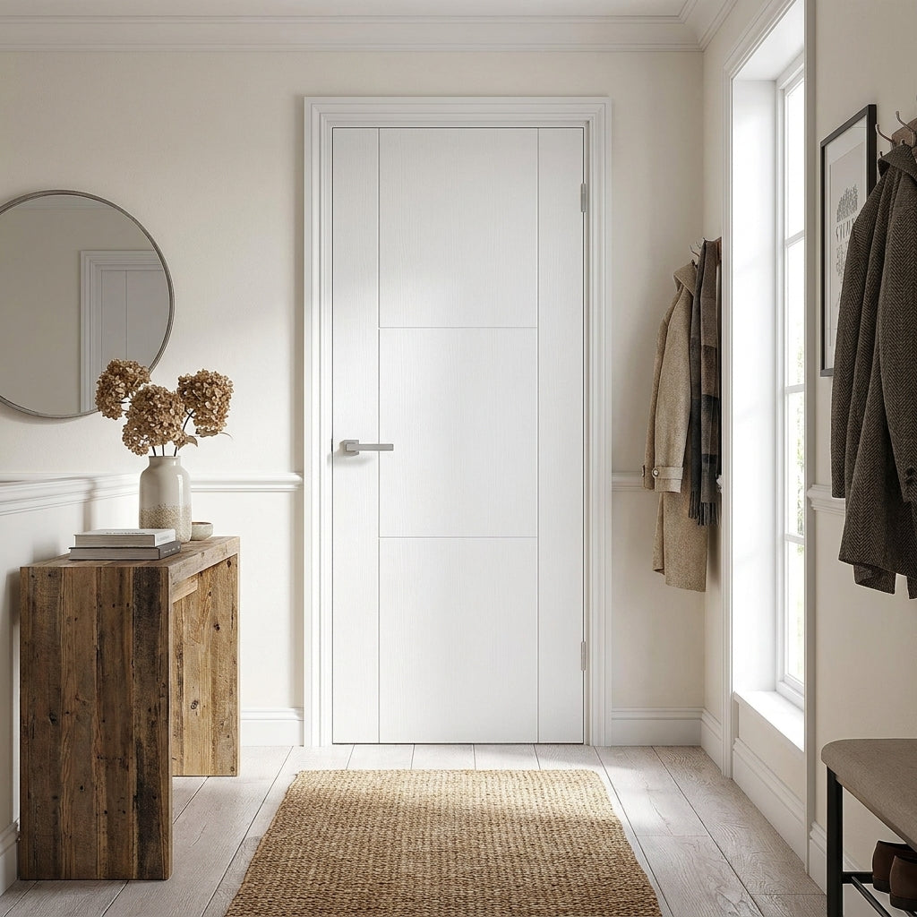 FD30 Fire Rated White Internal Primed Trent Solid Engineered Door
