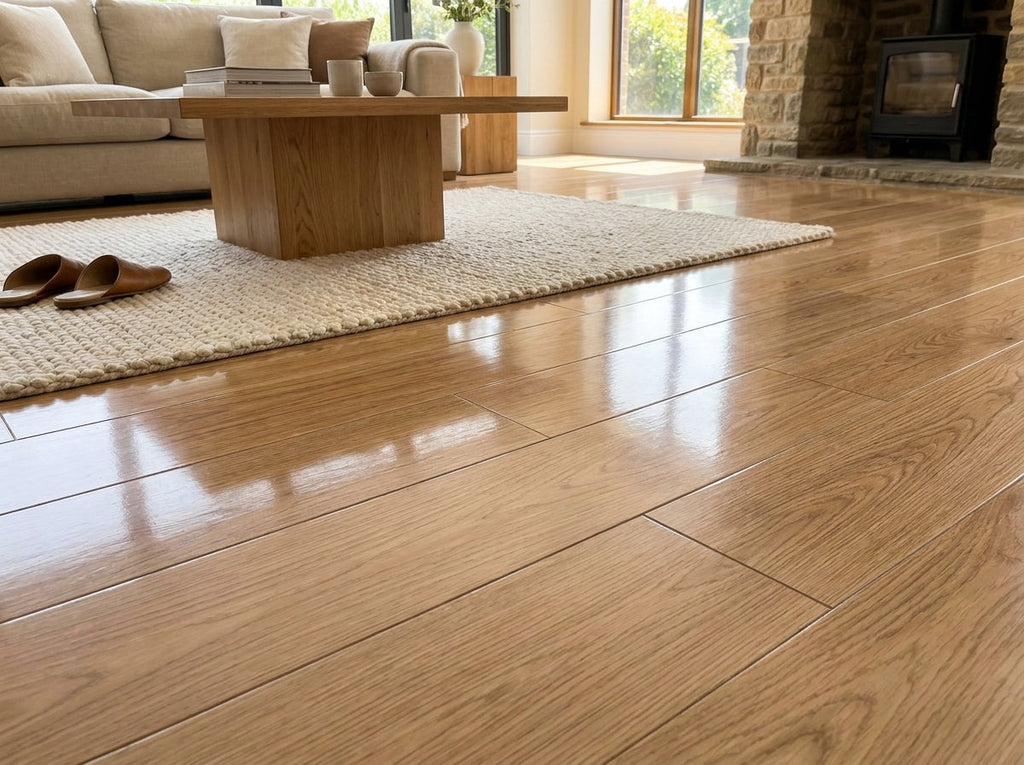 8mm High Gloss Laminate Flooring with Water Resistance - detail view