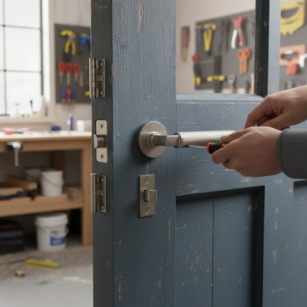 Premium Satin Nickel Door Handle Pack with Stylish Ribbed Lever and Hinges for Versatile Use