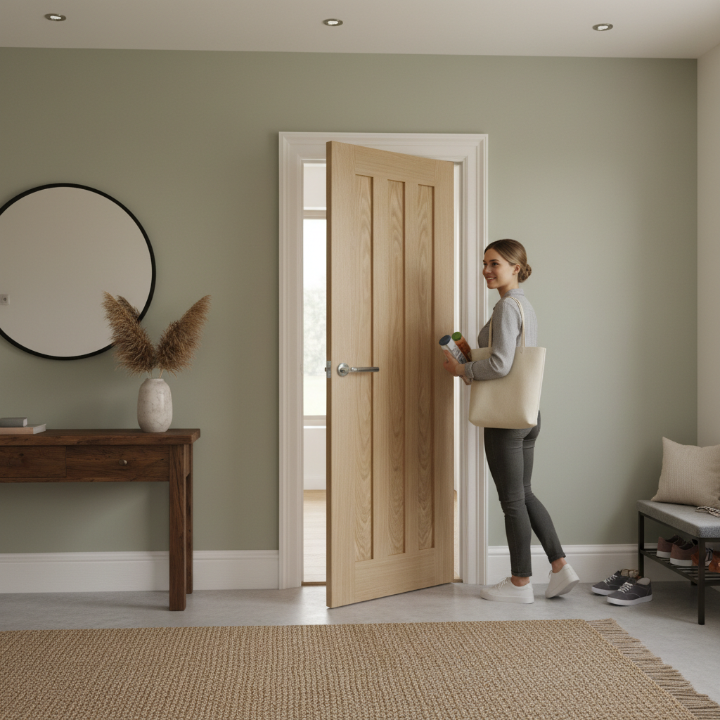 Premium Fully Finished Internal Door with Oak Veneer and Engineered Construction for Modern Elegance