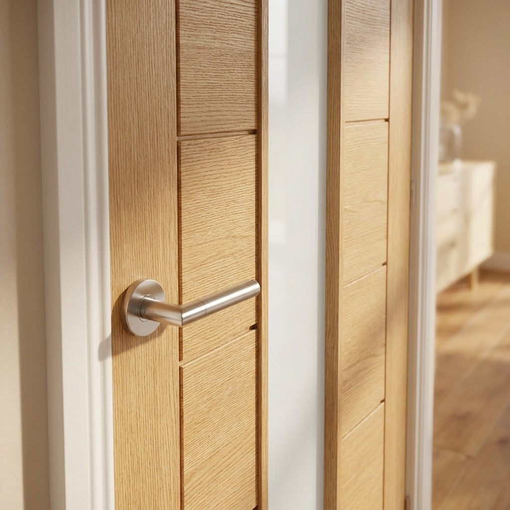 Internal Oak Door with Fully Finished 1 Light Obscure Glass, Made-to-Measure - detail view