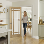 Premium Internal Oak Clear Glazed Door with Toughened Safety Glass and Elegant Design for Modern and Traditional Homes