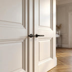 Shaker 4 Panel Primed White Internal Door Pair, Solid Engineered Core - detail view