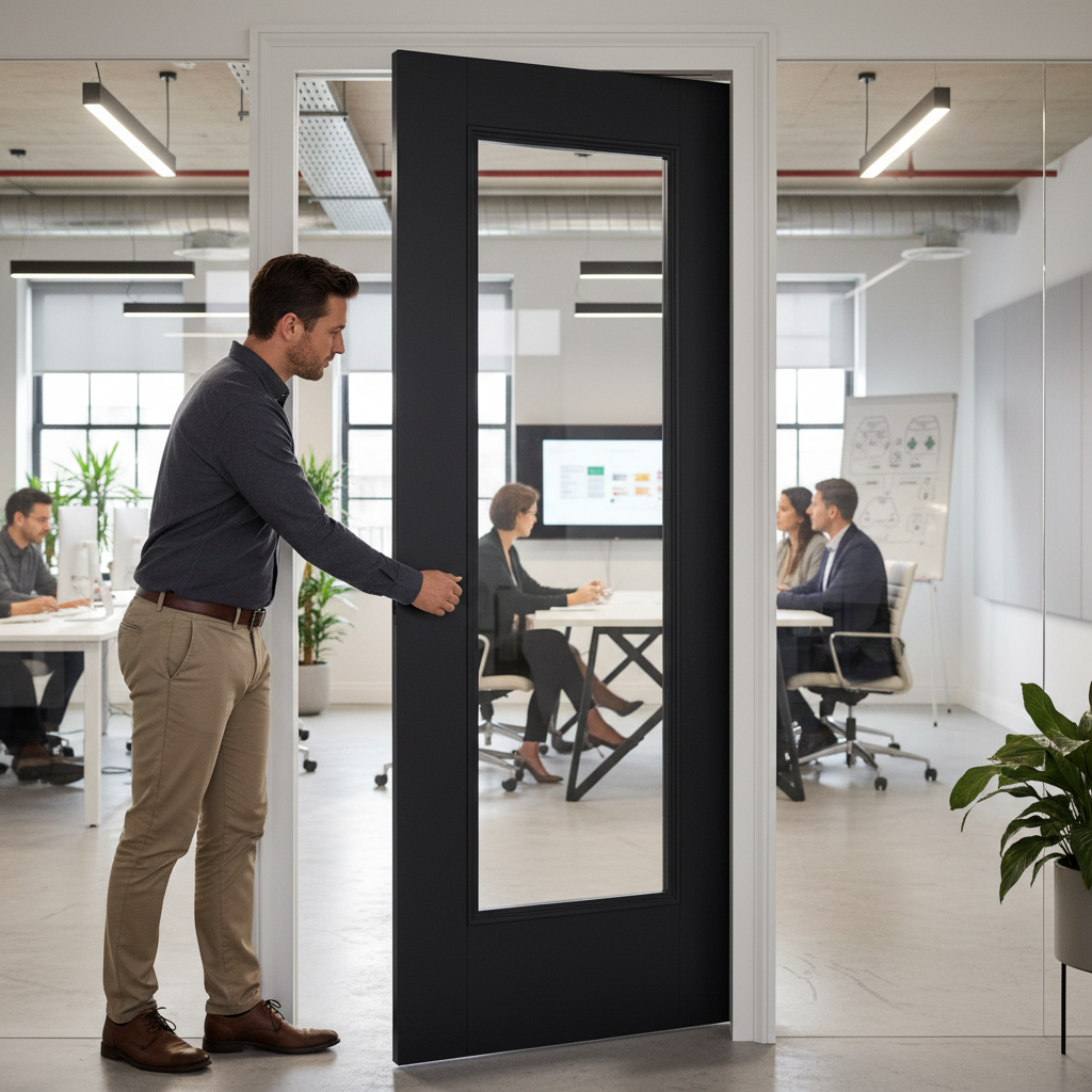 Premium Clear Glazed Pocket Door Set with Bevelled Panel and Galvanised Steel Frame for Stylish Interior Solutions