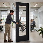 Premium Clear Glazed Pocket Door Set with Bevelled Panel and Galvanised Steel Frame for Stylish Interior Solutions