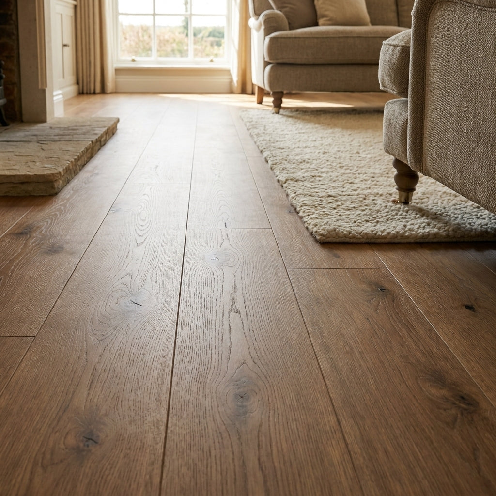 8mm Water-Resistant Oak Laminate Flooring,, 1305 x 205mm - detail view