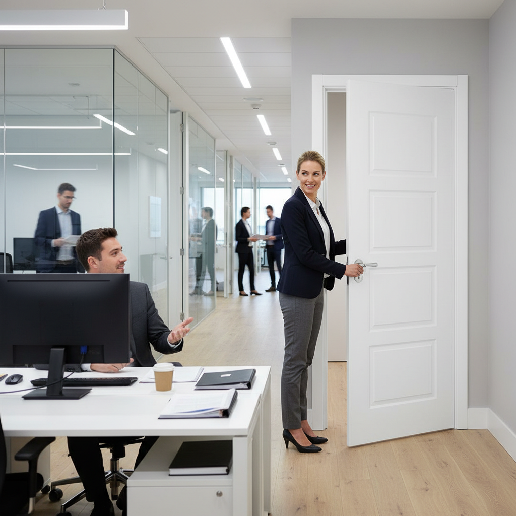 Premium Solid White Contemporary Interior Door with Fire Rating and Engineered Core