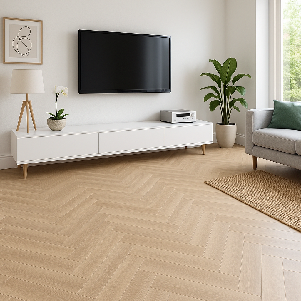 Herringbone Rigid Core LVT Flooring in Oak - 5.5mm Thickness