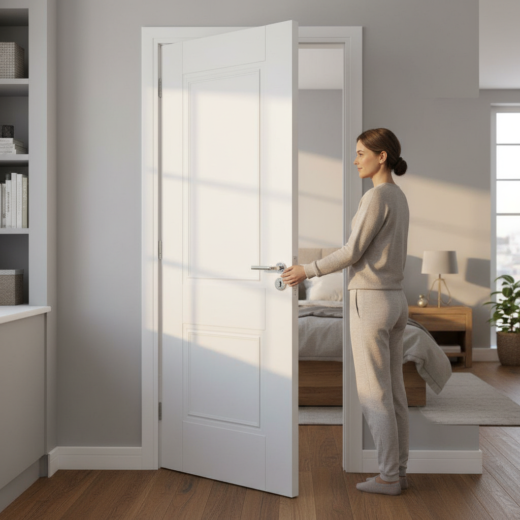 Premium Classic White Internal Door with Recessed Panels and Solid Core Construction, Ready to Finish