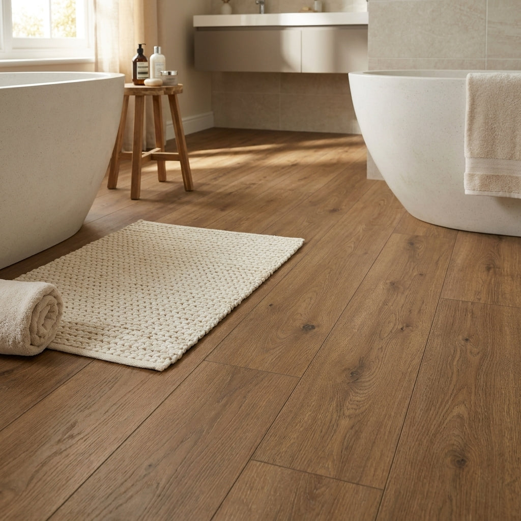 3.2mm Rigid Core Embossed Oak Vinyl Flooring - UV Coated, 1235 x 192mm - detail view