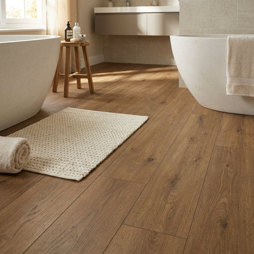 3.2mm Rigid Core Embossed Oak Vinyl Flooring - UV Coated, 1235 x 192mm - detail view