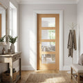 FD30 Fire Door Internal Oak with Fully Finished Shaker Design and 4 Light Clear Glass