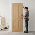 Premium Unfinished Oak Internal Door with Four Bevelled Panels and Solid Core for Elegant Home Interiors