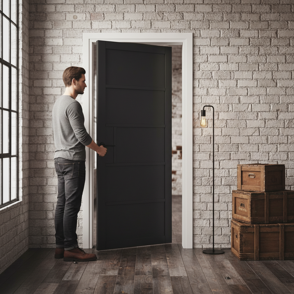 Premium Industrial Style Fully Finished Internal Door - Solid MDF Construction, Prefinished in Black or White with Robust Features