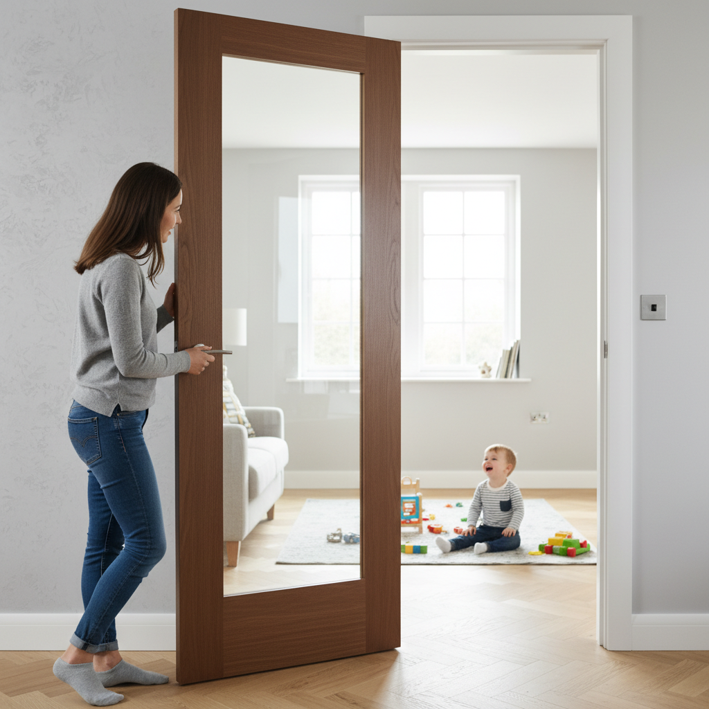 Premium Internal Pattern 10 Clear Glazed Door with Oak Veneer Finish for Enhanced Light Flow and Style