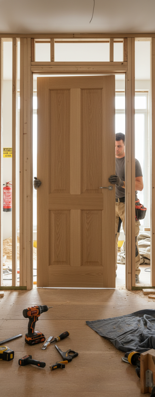 Premium 4 Panel Internal Door with Real American White Oak Veneer and Engineered Construction for Strength and Stability