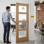 Premium Internal FD30 Obscure Glazed Fire Door with A-Grade Oak Veneer and Engineered Construction for Enhanced Safety