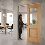 Premium Clear Glazed Oak Telescopic Pocket Door System with Adjustable Features and 15-Year Guarantee