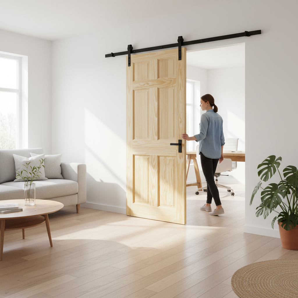 Clear Pine Internal Unfinished 6 Panel Sliding Door with Efficient Top Mounted Kit for Customisation - Image 2