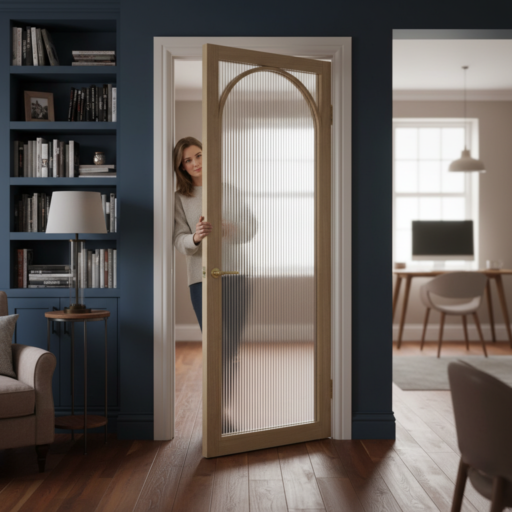 Premium Arched Internal Door with Reeded Glazing and Blonde Oak Finish for Stylish Home D?or