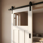 Internal White Sliding Door, Primed Finish, 4mm Clear Glass, Solid Core - detail view