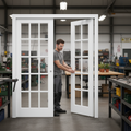 Premium Glazed Telescopic Pocket Door System with 15 Panels, Maintenance-Free Track, and 100 kg Weight Capacity