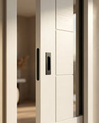 Internal Pocket Door Set, White Primed, 100mm Framed Pedrena 7 Panel - detail view