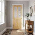 Internal Clear Pine Door Unfinished with 2 Panels and 2 Light Clear Glass