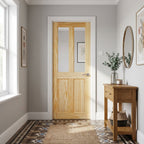 Internal Clear Pine Door Unfinished with 2 Panels and 2 Light Clear Glass