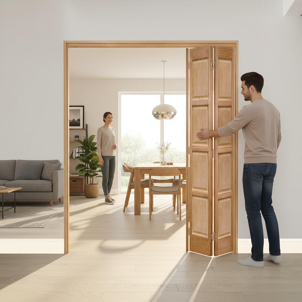 Premium 5 Leaf Bi-Folding Room Divider Set with Slim Line Design and High-Quality Hardware Options