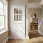 Made-to-Measure White Internal Barn Door with 4 Light Obscure Glass, Primed Finish