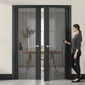 Premium Ash Grey Glazed Internal Door Pair with Clear Tempered Safety Glass and Contemporary Design