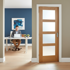 Premium Internal Oak Shaker Fully Finished Obscure Glazed Door with A-Grade American Veneer and Toughened Safety Glass