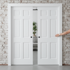 Premium Solid Core White 6 Panel Double Pocket Door Set with Galvanised Steel Frame and Adjustable Jamb Options