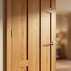 FD30 Fire Door Internal Oak Fully Finished 5 Panel Stamford Design - detail view