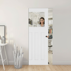 Premium White Glazed Flush Pocket Door Set with No Bottom Track and Adjustable Features for Elegant Space-Saving Solutions