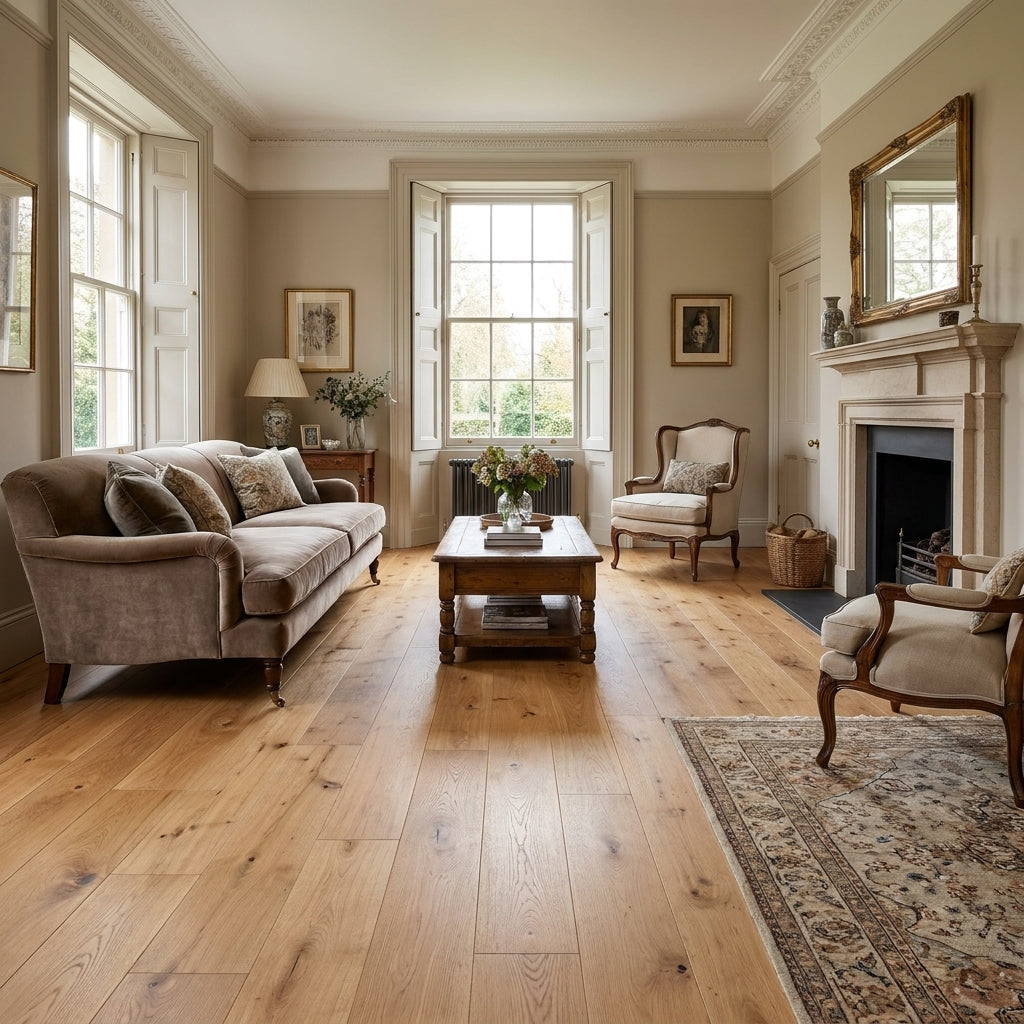 Solid Real Wood Flooring 18mm Wide UV Lacquered Natural Oak