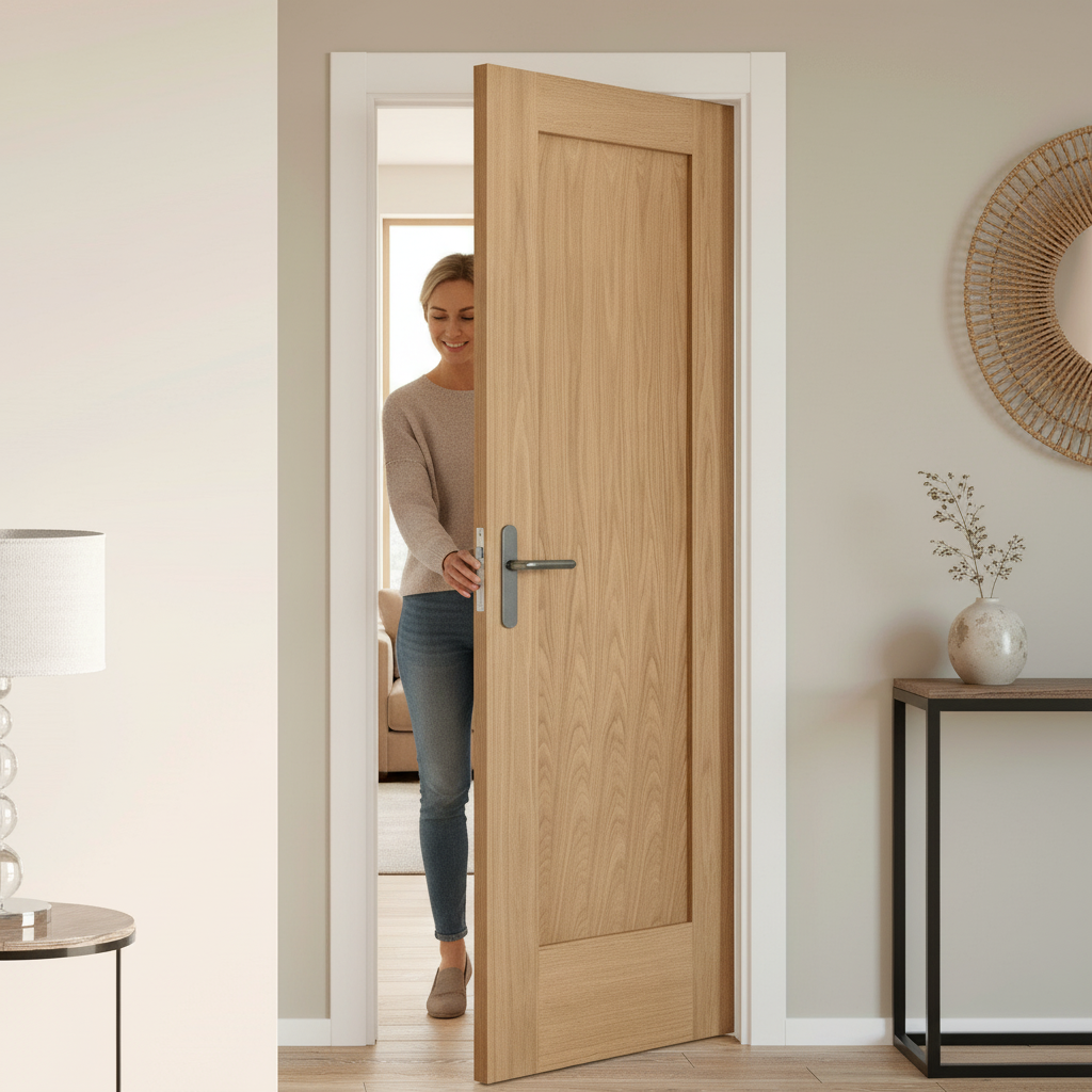 Premium Internal Unfinished Oak Pattern 10 Door with Solid Engineered Core - Ideal for Renovations - Image 2