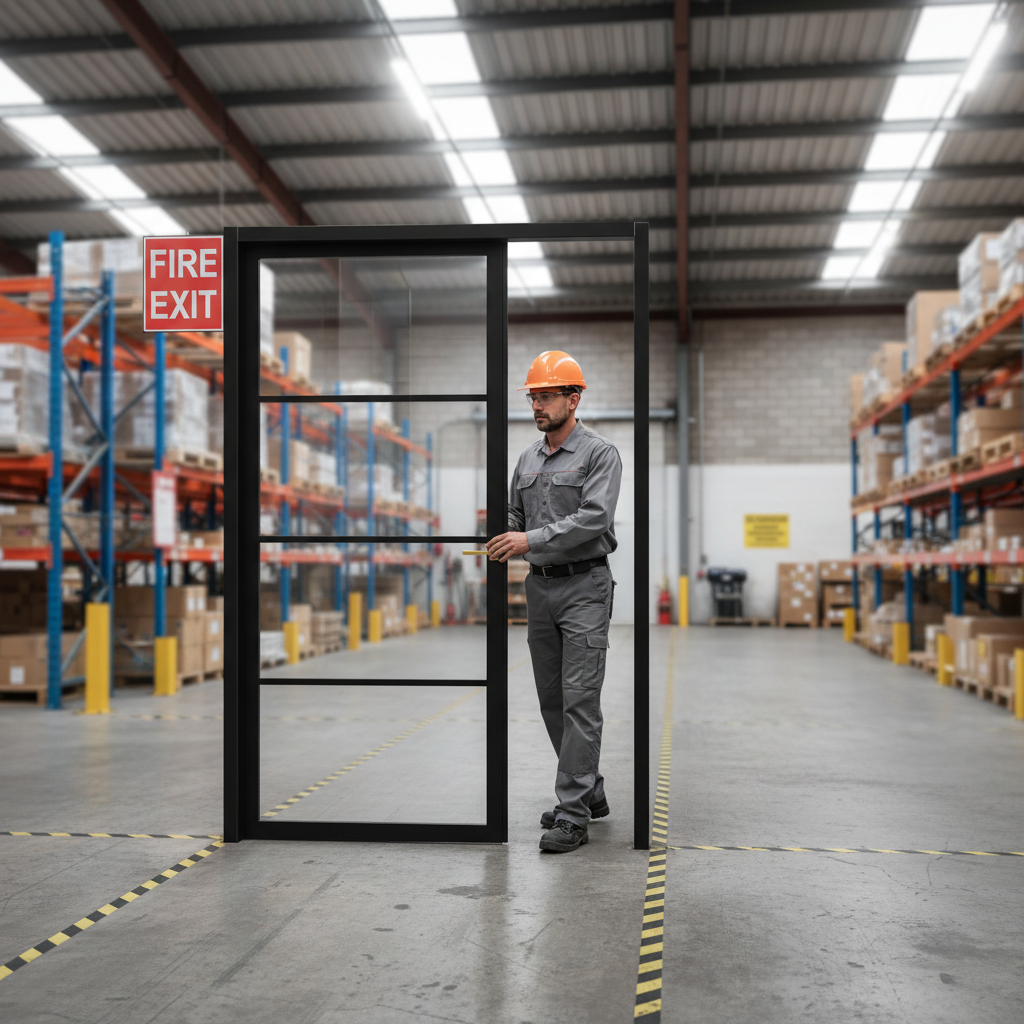 Premium Custom Made Industrial Style Extra Slim 4L Fire Door with 30 Minutes Fire Rating and Clear Glass